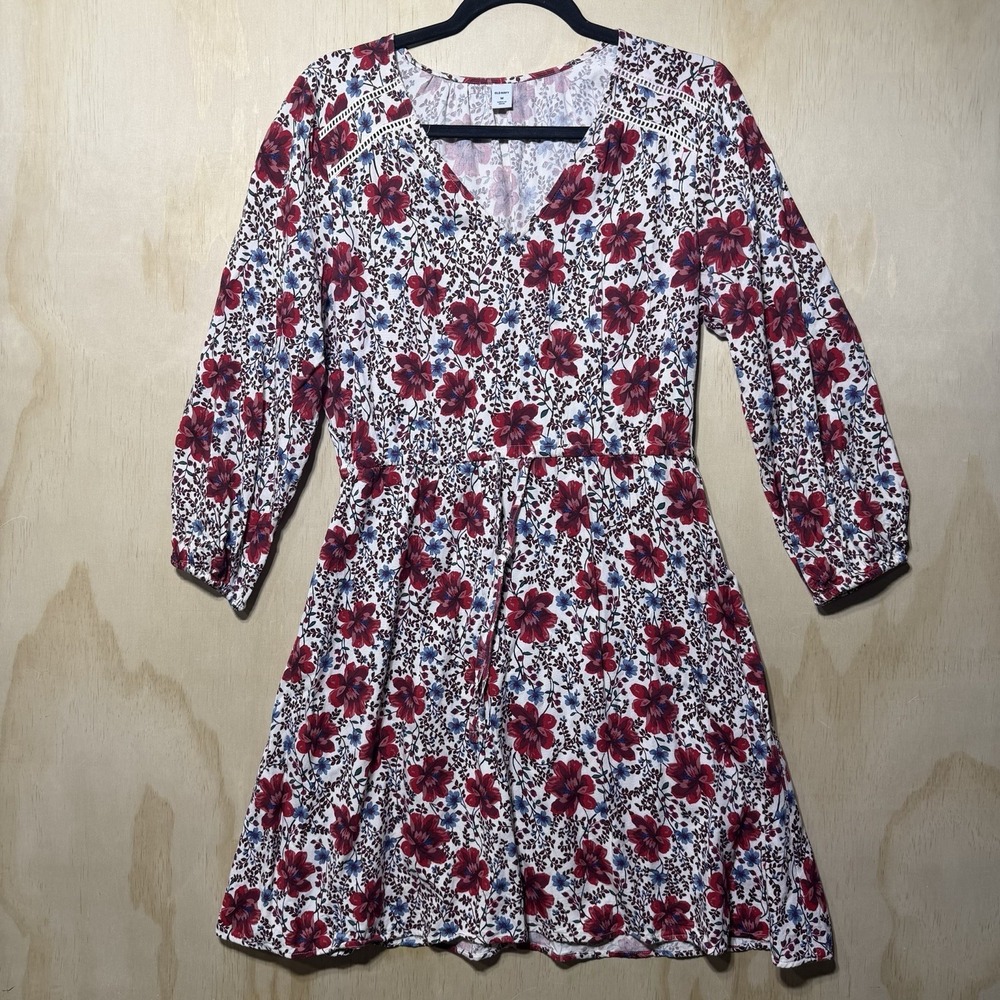 Old Navy Floral Dress Medium Boho Peasant Rayon V Neck Spring Season